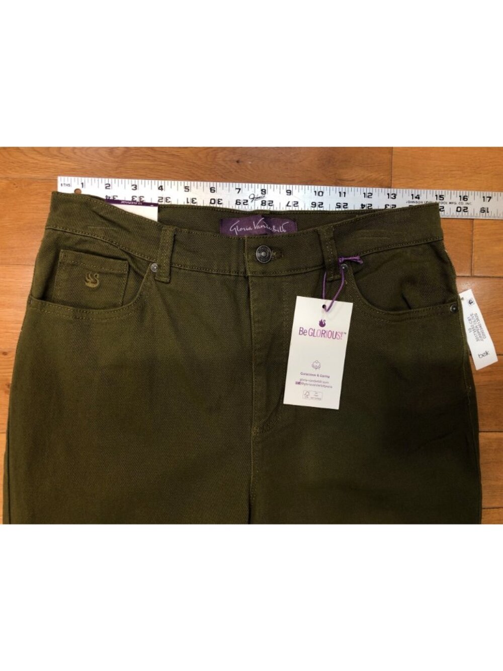 Gloria Vanderbilt Amanda Slimming High Rise Tapered Leg Olive Jeans Size 10 Ave - Picture 2 of 12